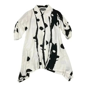 Neo Noble White Artsy Cinched Shirt Dress M